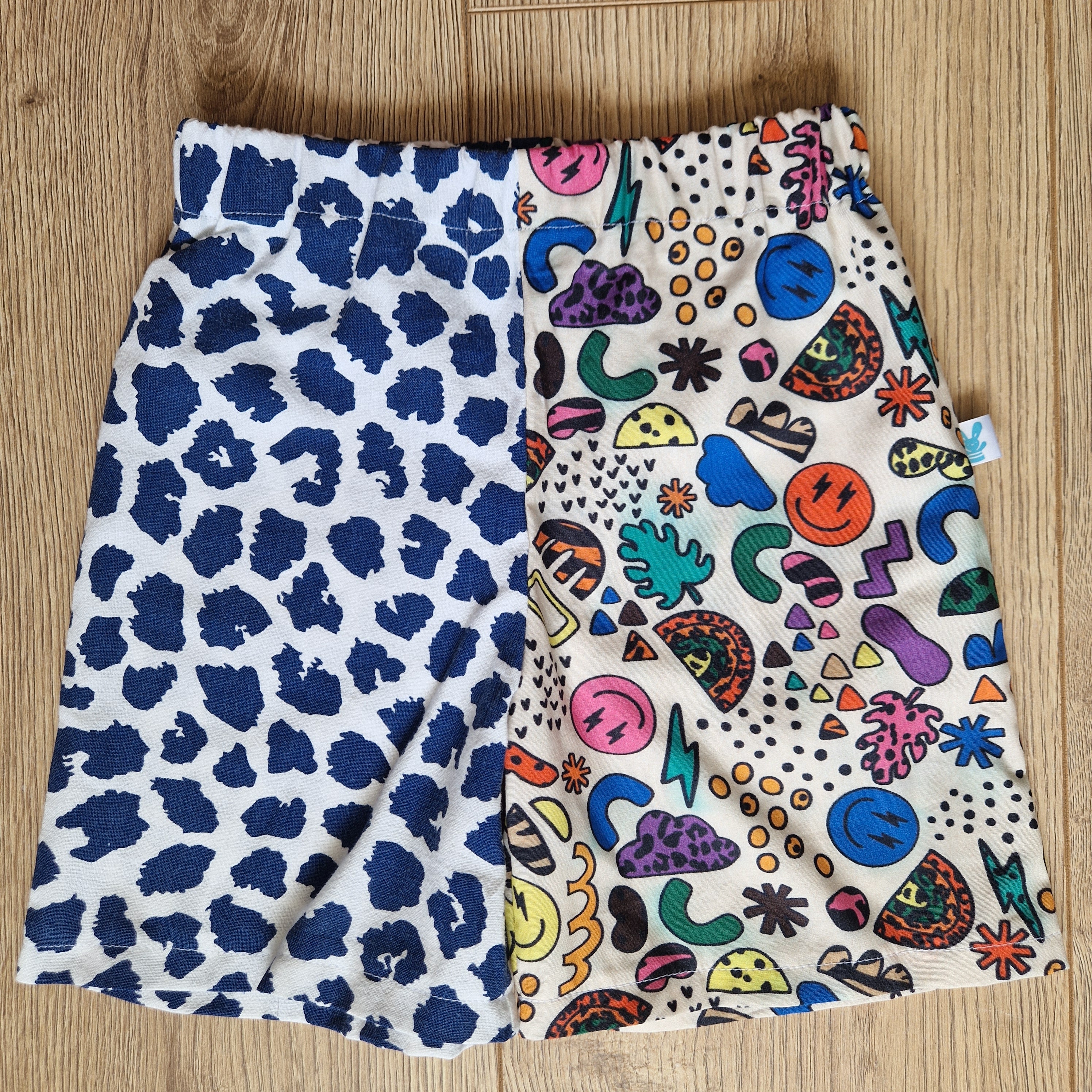 Leopard and 90's Print Half and Half Summer Shorts - Age 3-4