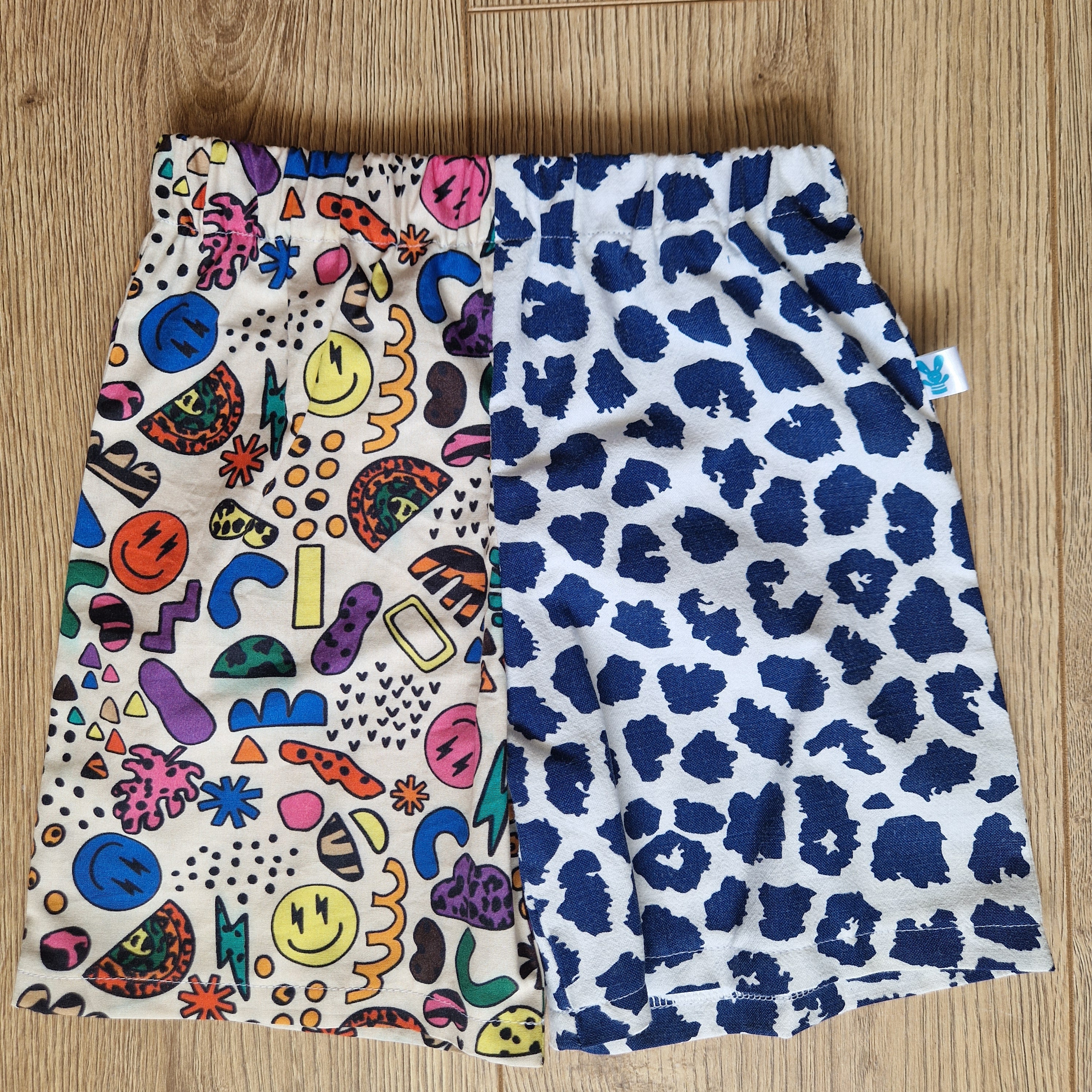 Leopard and 90's Print Half and Half Summer Shorts - Age 3-4
