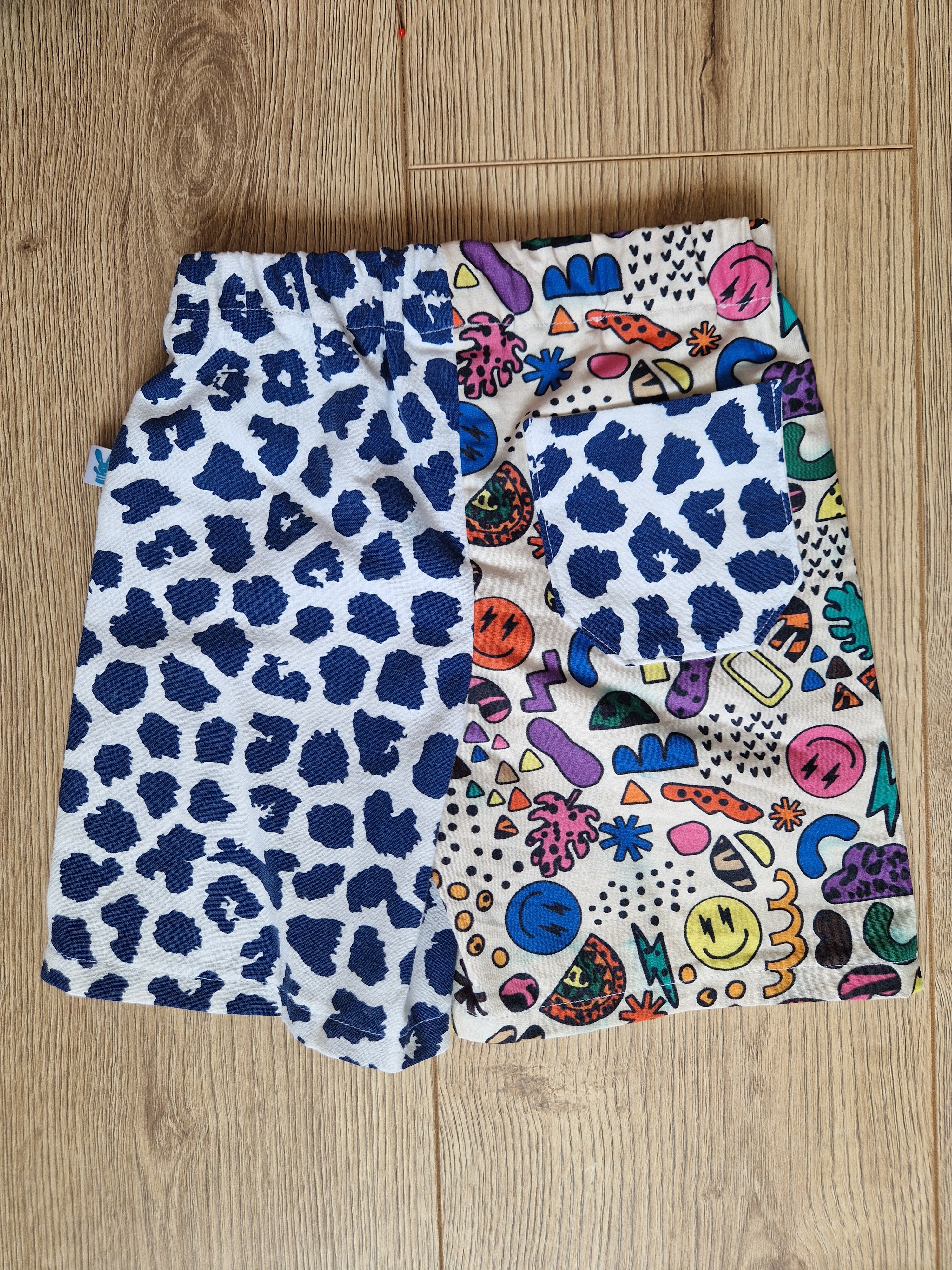 Leopard and 90's Print Half and Half Summer Shorts - Age 3-4