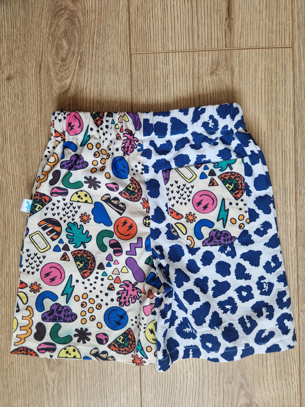 Leopard and 90's Print Half and Half Summer Shorts - Age 3-4