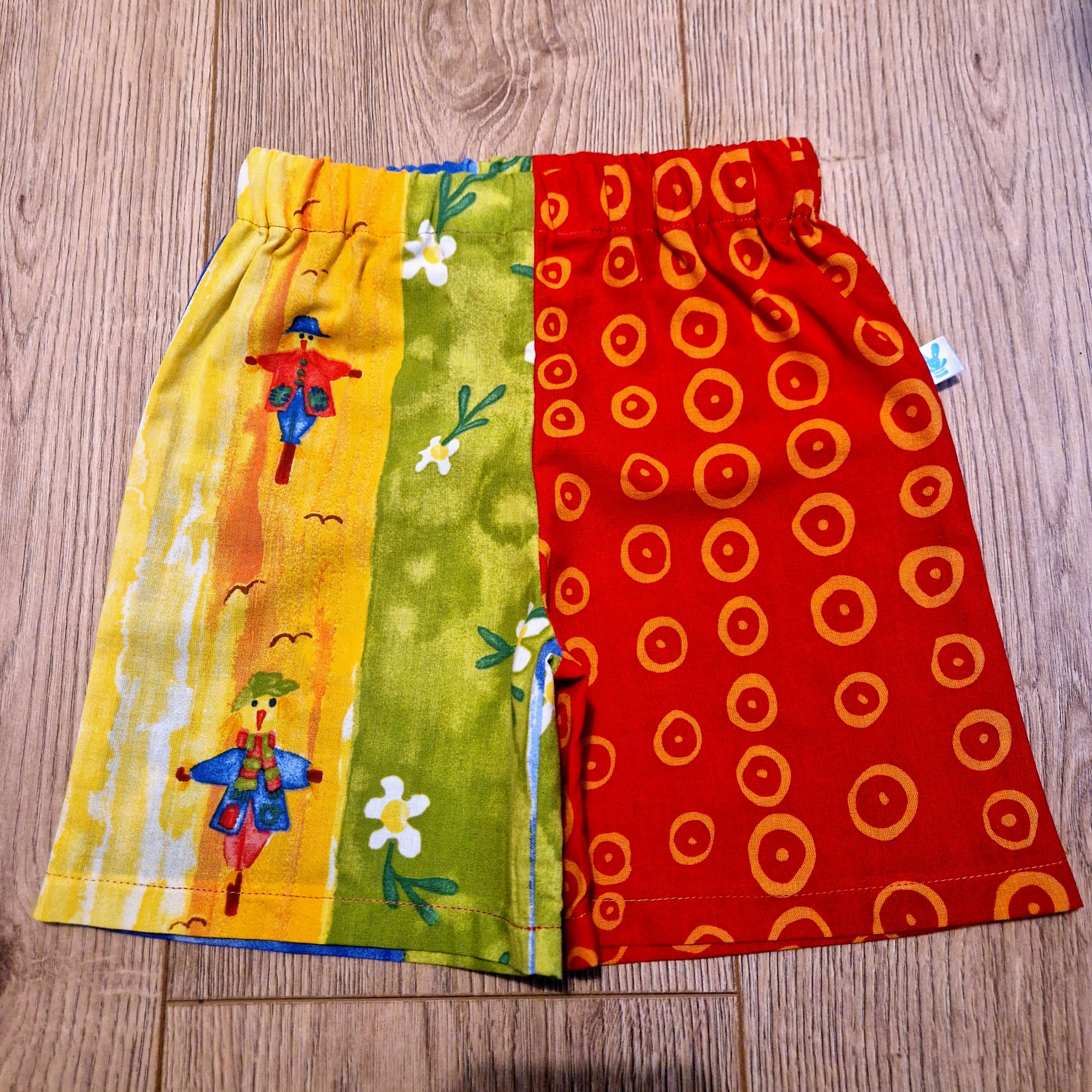 Scarecrow and Red Circles Half and Half Summer Shorts - Age 3-4