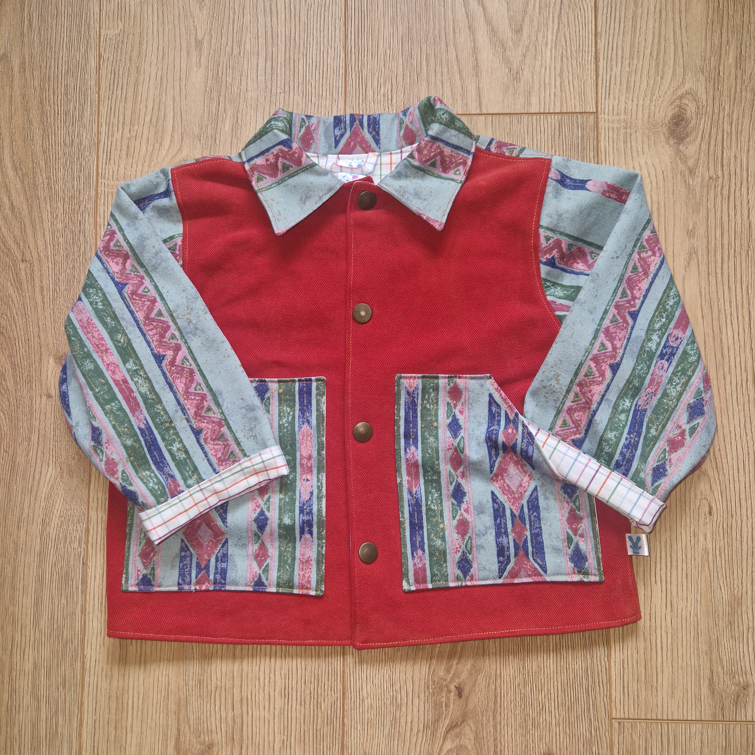 Vintage Print Red Cord Jacket - Age 2-3