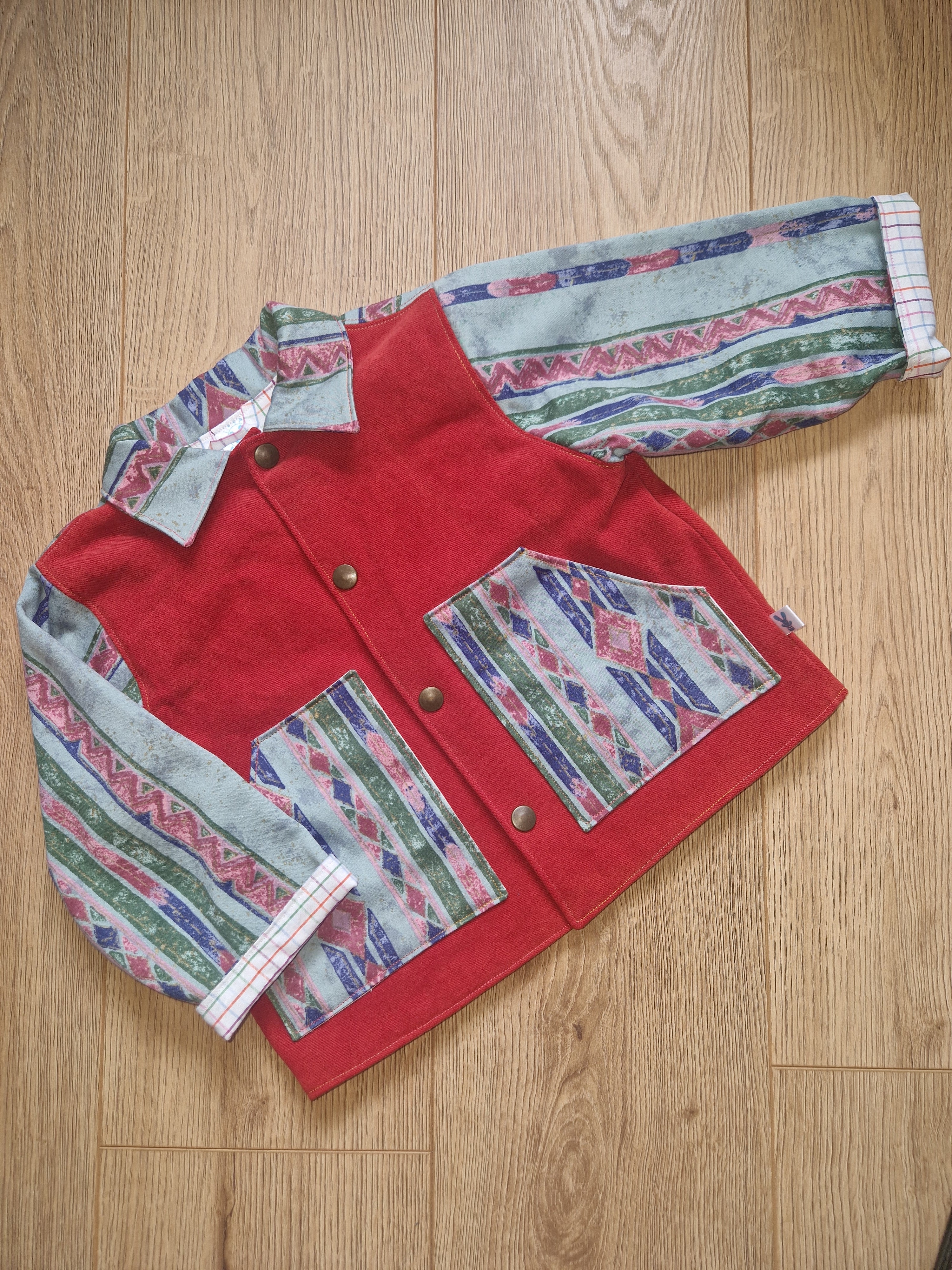 Vintage Print Red Cord Jacket - Age 2-3