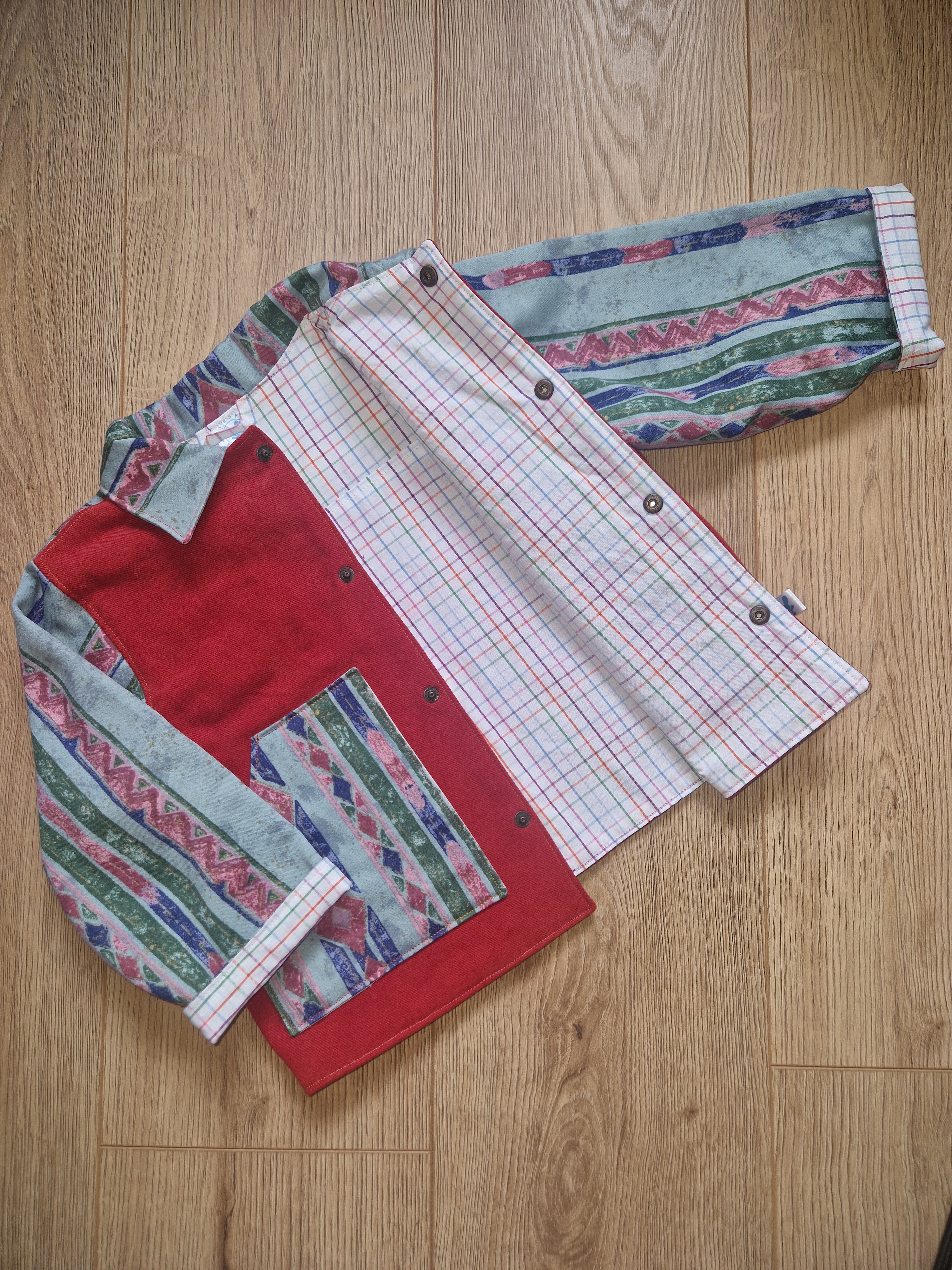 Vintage Print Red Cord Jacket - Age 2-3
