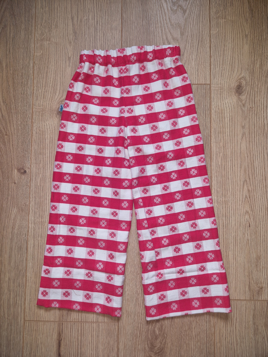 Red and Pink Floral Checked Picnic Trousers - Age 2-3