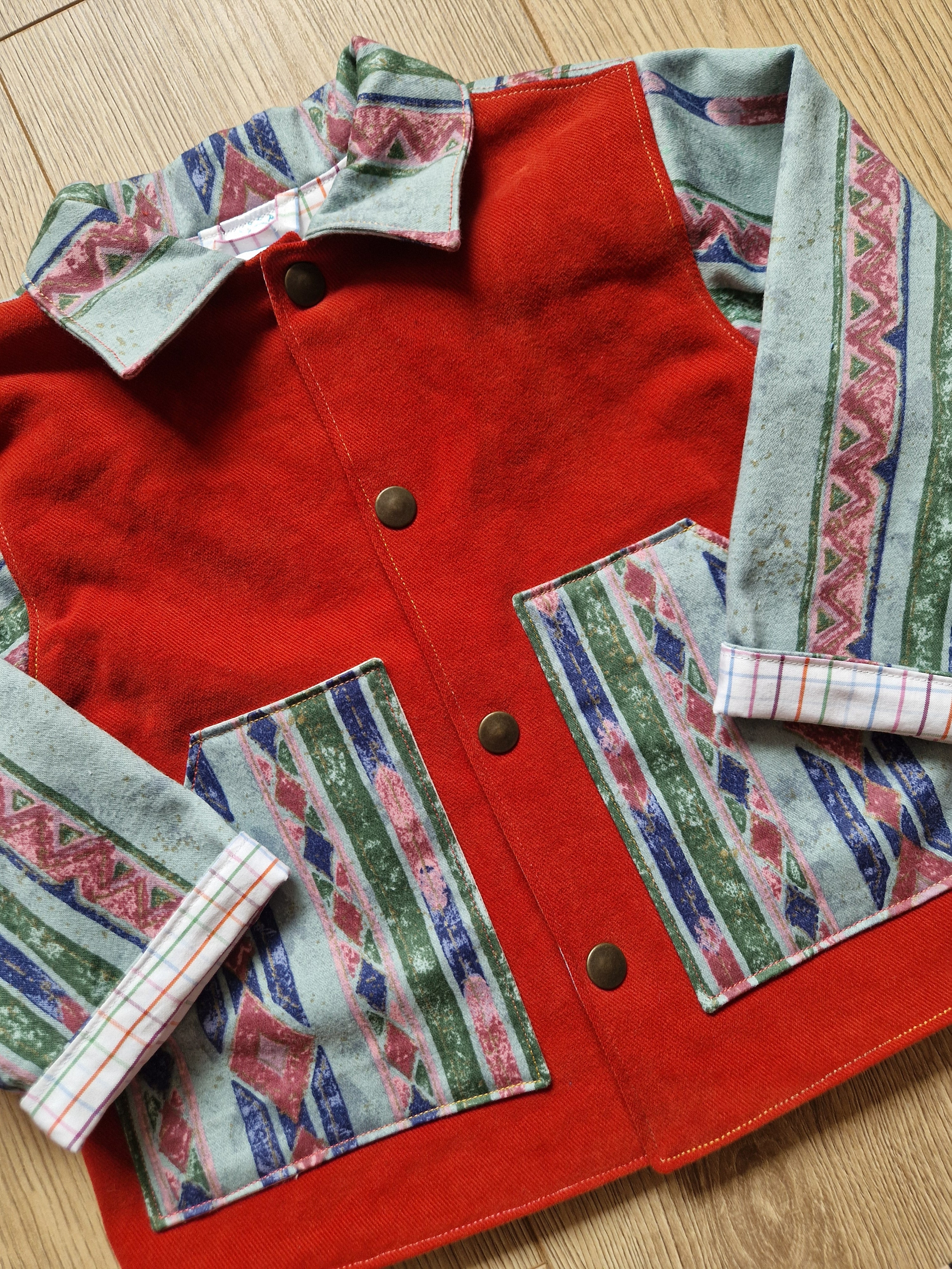 Vintage Print Red Cord Jacket - Age 2-3
